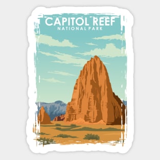 Capitol Reef National Park Vintage and Retro Travel Poster Sticker